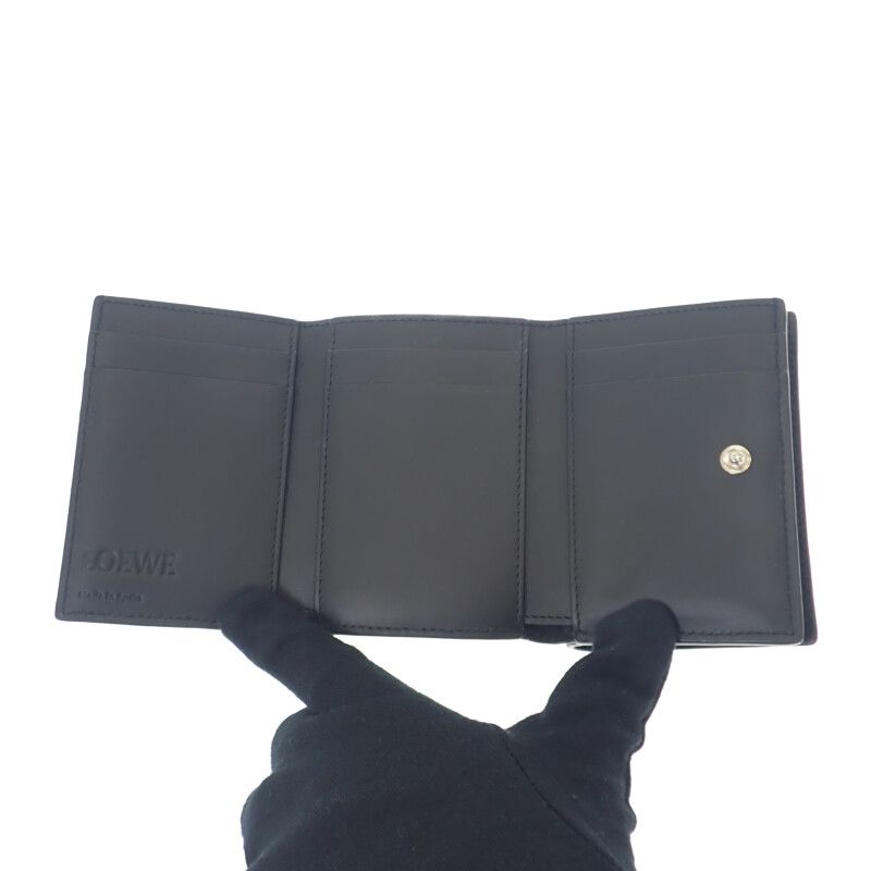 Loewe Trifold Wallet C660tr2x02 Trifold Wallet Soft Grain Calf Black Men Ladies
