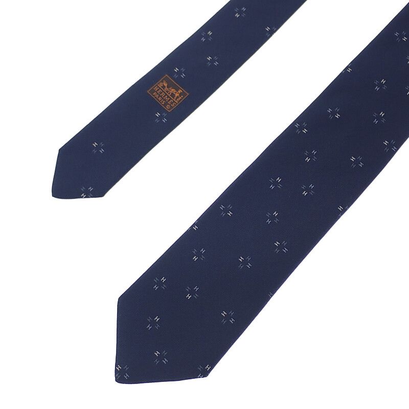 Hermes Silk Tie Petal H339394t-02 Tie Silk Navy Men's Gift [SA Rank