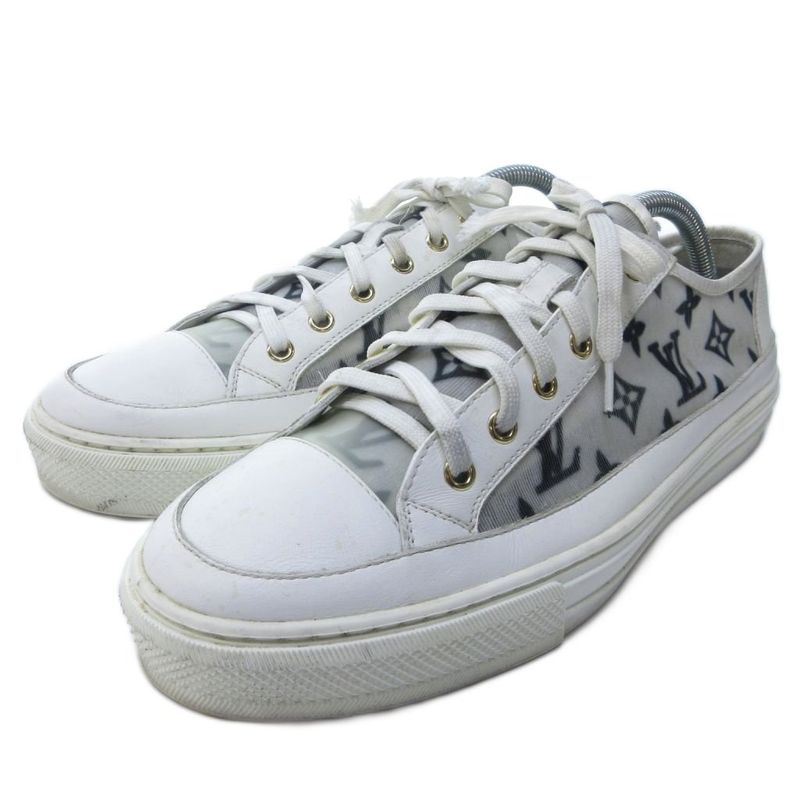 Louis Vuitton Stellar Line Sneakers Low Cut Monogram White 42 Approx 28cm