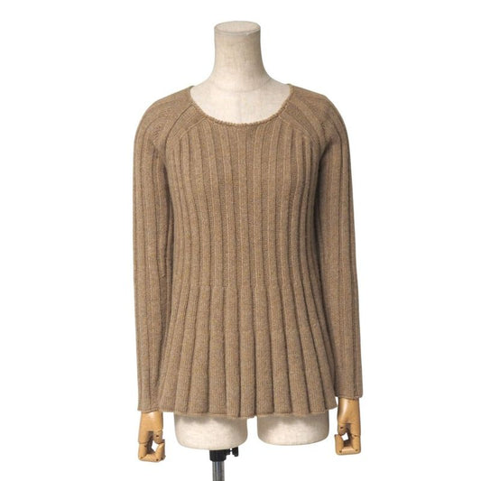 Hermes Knitwear Size 34 Total Cashmere Flared Ribbed Knit Sweater Round Neck