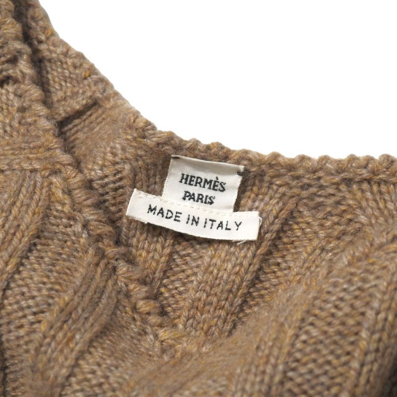 Hermes Knitwear Size 34 Total Cashmere Flared Ribbed Knit Sweater Round Neck