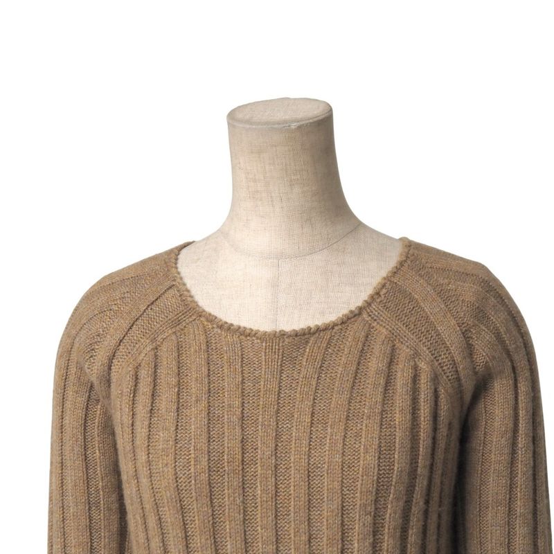 Hermes Knitwear Size 34 Total Cashmere Flared Ribbed Knit Sweater Round Neck