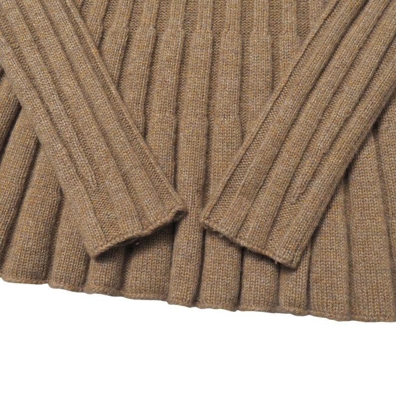 Hermes Knitwear Size 34 Total Cashmere Flared Ribbed Knit Sweater Round Neck