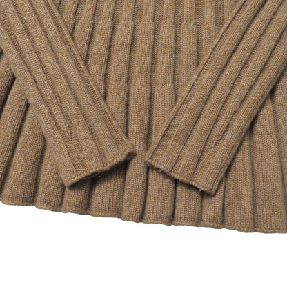 Hermes Knitwear Size 34 Total Cashmere Flared Ribbed Knit Sweater Round Neck
