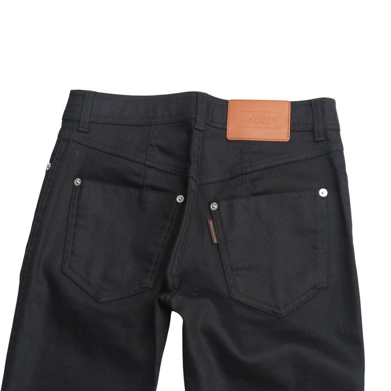 Louis Vuitton Skinny Pants Size 34 Stretch Tapered Slim Fit Leather Logo