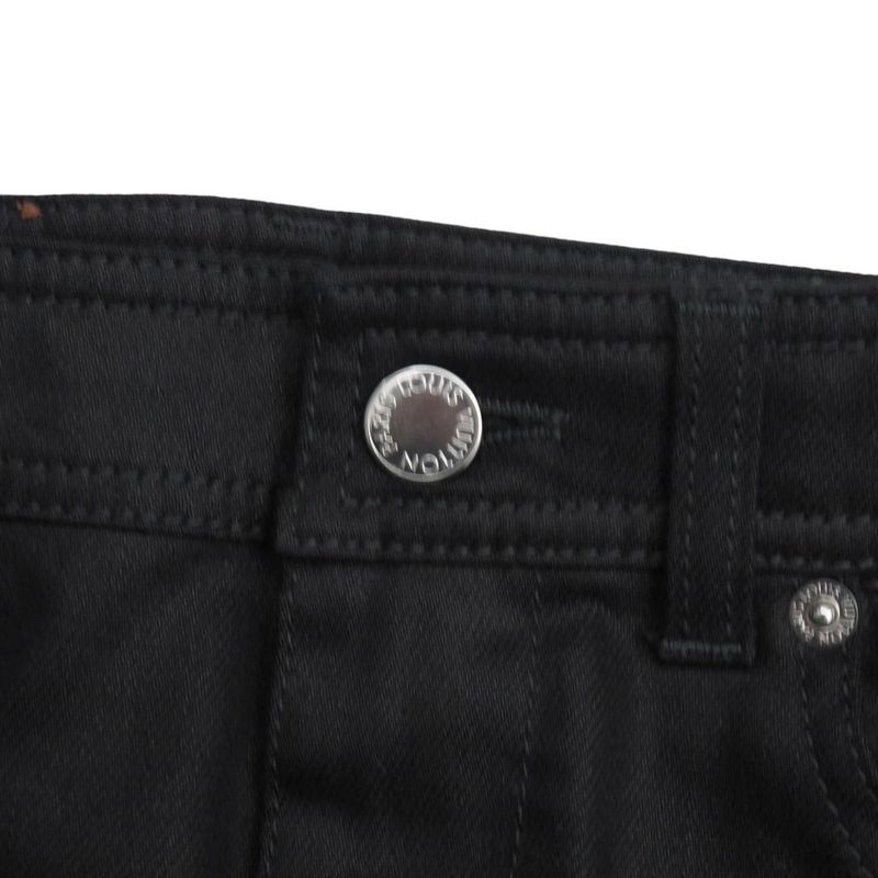 Louis Vuitton Skinny Pants Size 34 Stretch Tapered Slim Fit Leather Logo