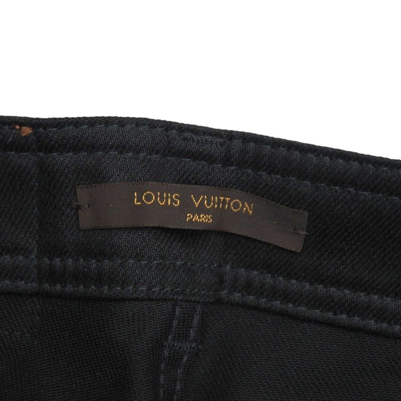 Louis Vuitton Skinny Pants Size 34 Stretch Tapered Slim Fit Leather Logo