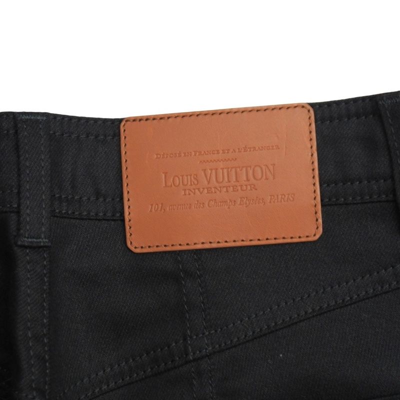 Louis Vuitton Skinny Pants Size 34 Stretch Tapered Slim Fit Leather Logo