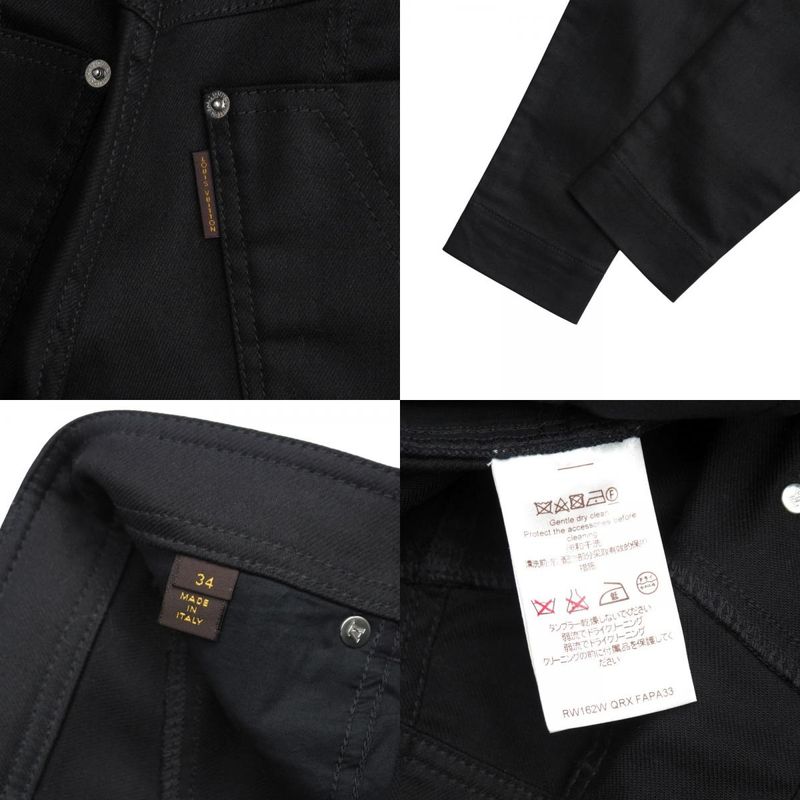 Louis Vuitton Skinny Pants Size 34 Stretch Tapered Slim Fit Leather Logo