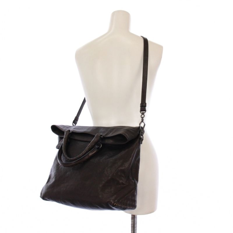 Bottega Veneta Intrecciato Tote Bag 2WAY Leather Dark Brown Tk-oh