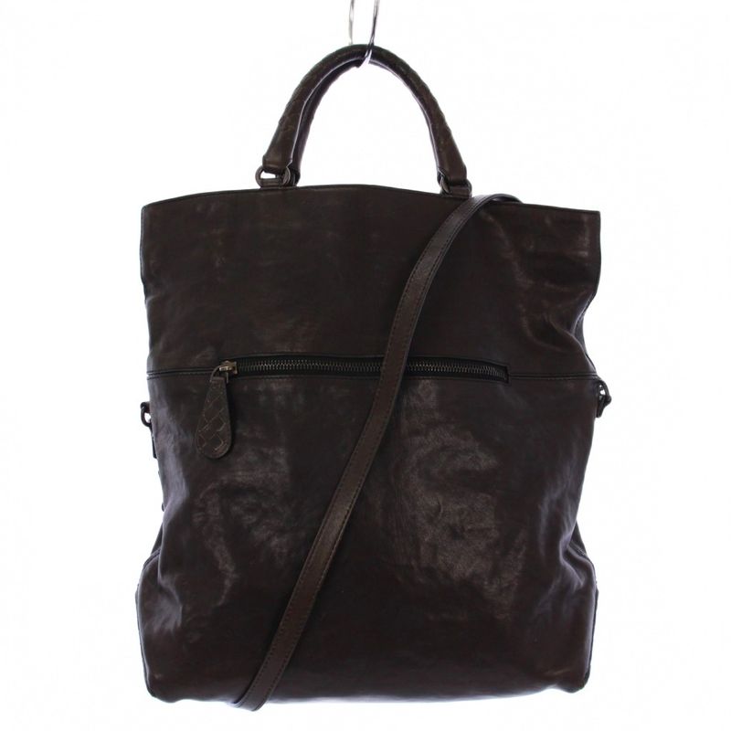 Bottega Veneta Intrecciato Tote Bag 2WAY Leather Dark Brown Tk-oh