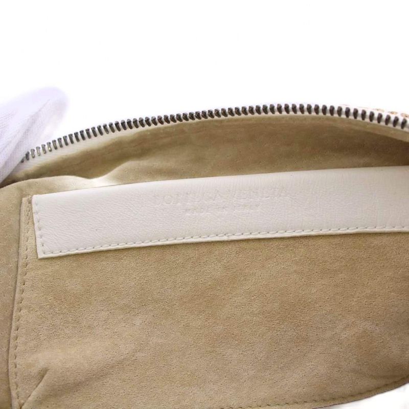 Bottega Veneta Perforated Leather Intrecciato Handbag Mini Boston Leather White