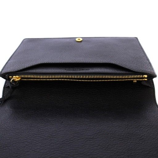 Balenciaga Classic Metallic EDGE Chain Wallet Shoulder Bag Leather Black 444169