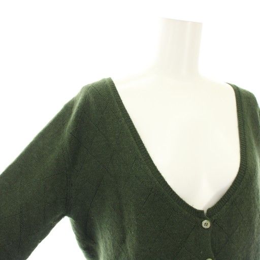 Prada Knit Cardigan U-neck Long Sleeves Check Pattern Cashmere Blend Silk Blend