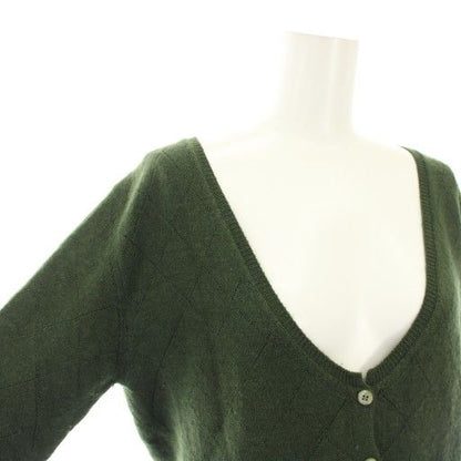 Prada Knit Cardigan U-neck Long Sleeves Check Pattern Cashmere Blend Silk Blend