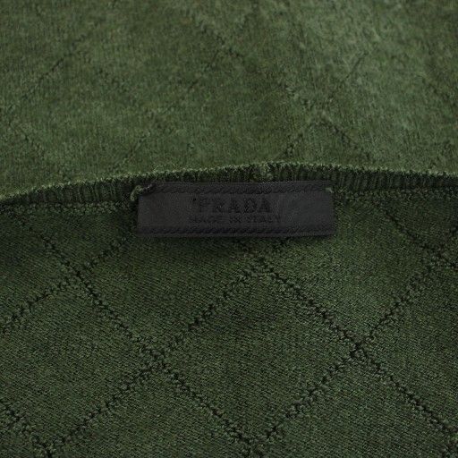 Prada Knit Cardigan U-neck Long Sleeves Check Pattern Cashmere Blend Silk Blend