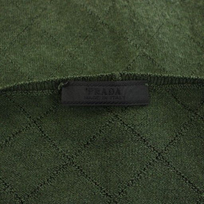Prada Knit Cardigan U-neck Long Sleeves Check Pattern Cashmere Blend Silk Blend