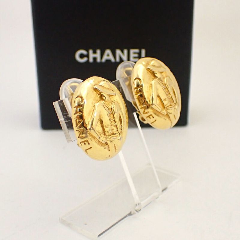 Chanel Mademoiselle Gold Plated Earrings //j92-13