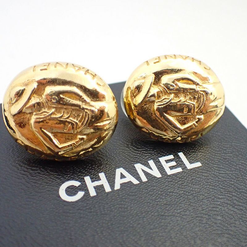 Chanel Mademoiselle Gold Plated Earrings //j92-13