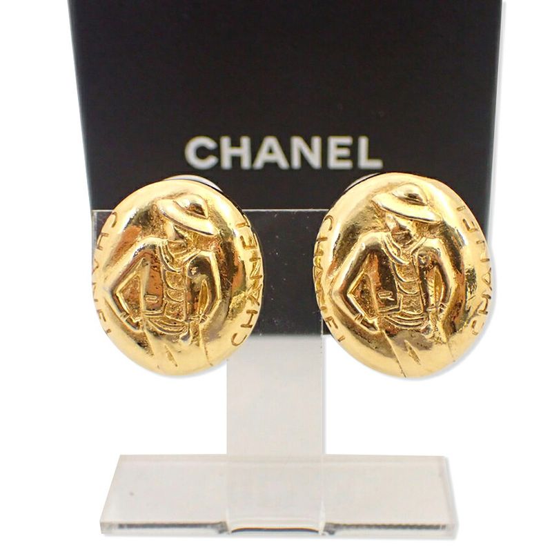 Chanel Mademoiselle Gold Plated Earrings //j92-13