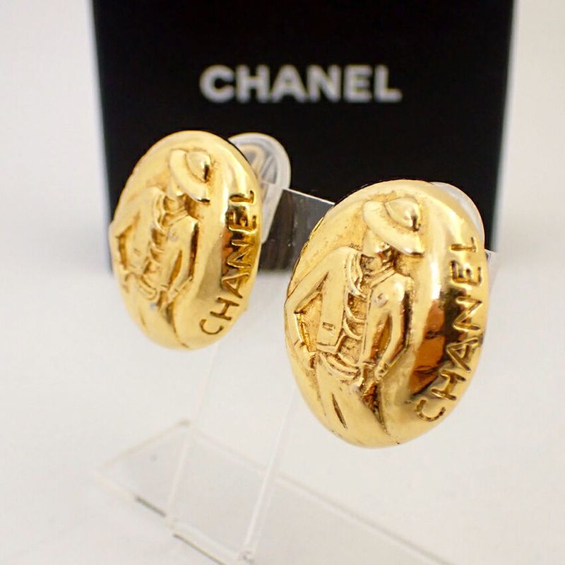Chanel Mademoiselle Gold Plated Earrings //j92-13