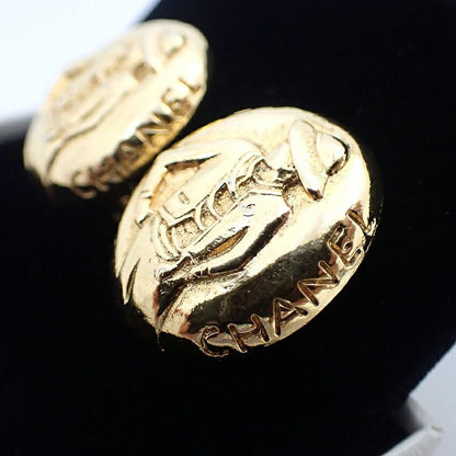 Chanel Mademoiselle Gold Plated Earrings //j92-13