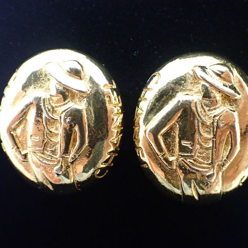 Chanel Mademoiselle Gold Plated Earrings //j92-13