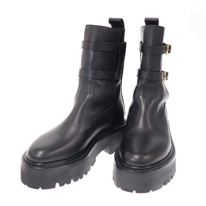 Celine Bulky Buckle Medium Boots Be0212 Black 36