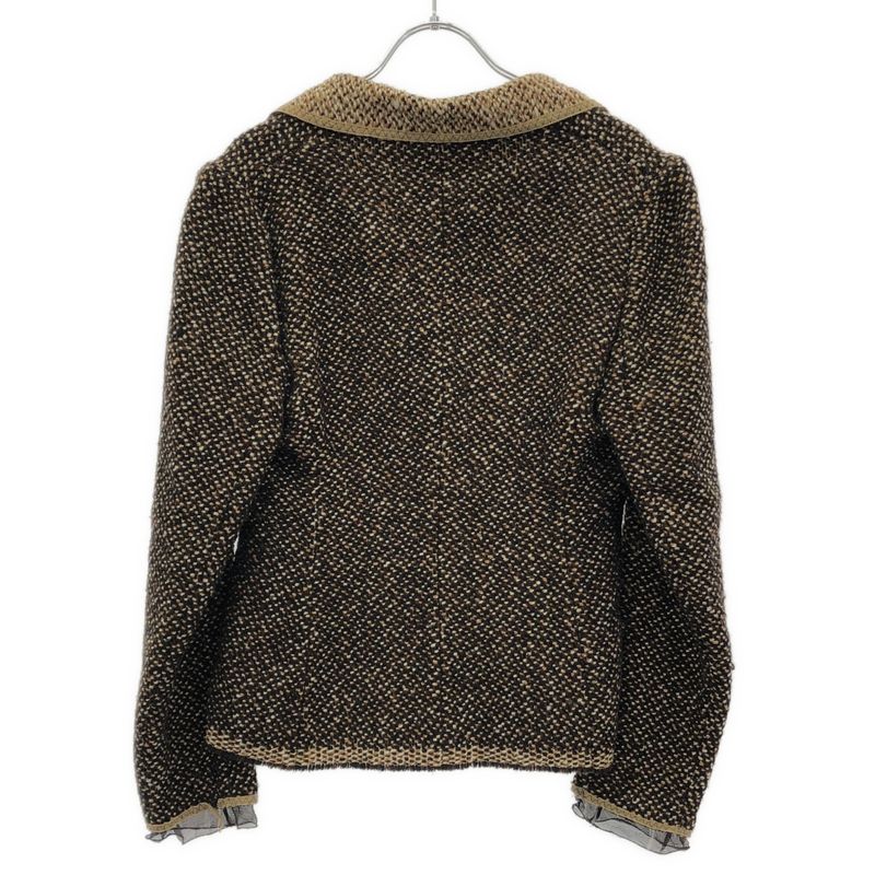 Prada 2000aw Tweed Melange Bleather Jacket Brown 42