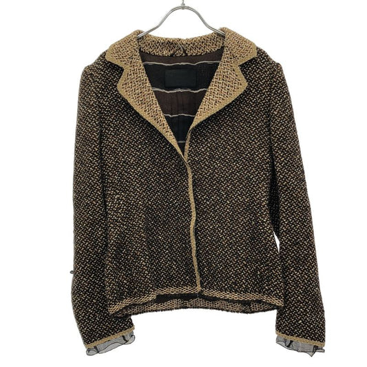 Prada 2000aw Tweed Melange Bleather Jacket Brown 42