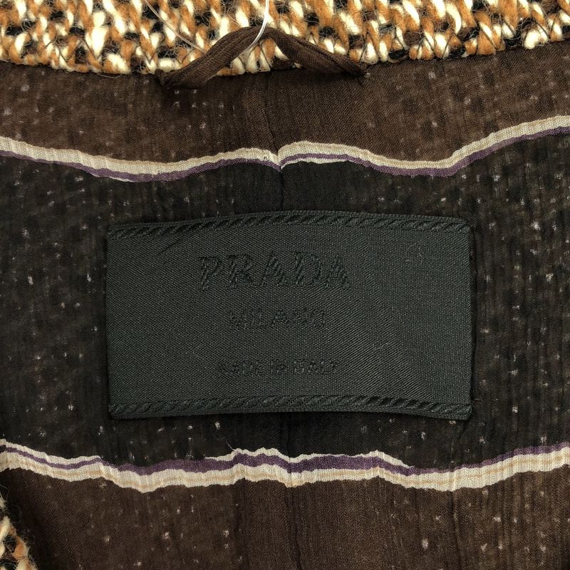 Prada 2000aw Tweed Melange Bleather Jacket Brown 42