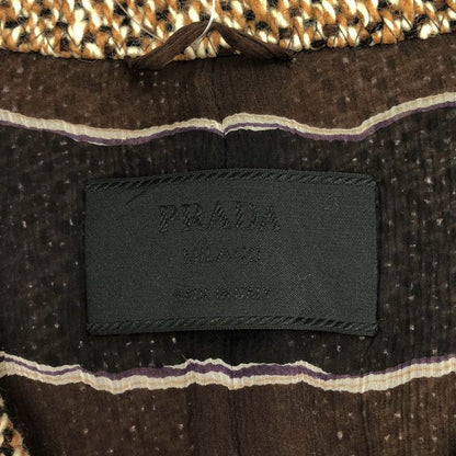 Prada 2000aw Tweed Melange Bleather Jacket Brown 42
