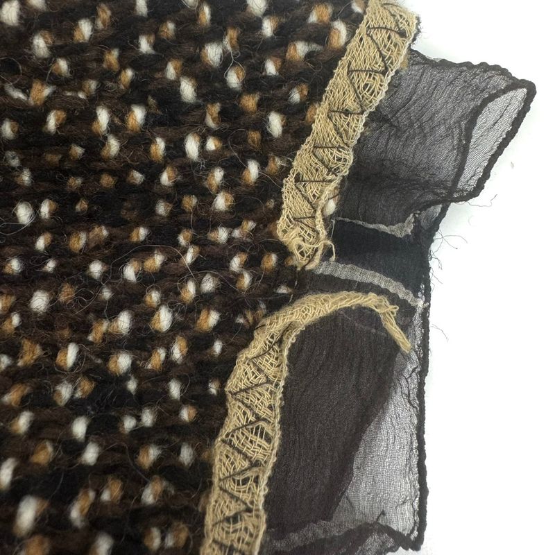 Prada 2000aw Tweed Melange Bleather Jacket Brown 42