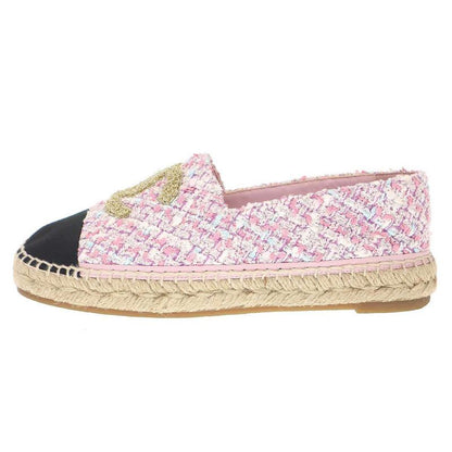 Chanel Coco Marc Matelasse Tweed Espadrilles Shoes G39028 Pink 39