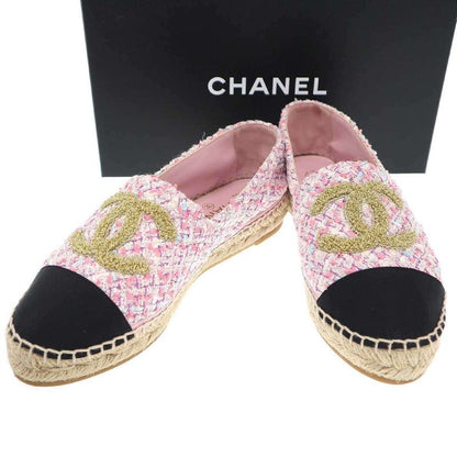 Chanel Coco Marc Matelasse Tweed Espadrilles Shoes G39028 Pink 39