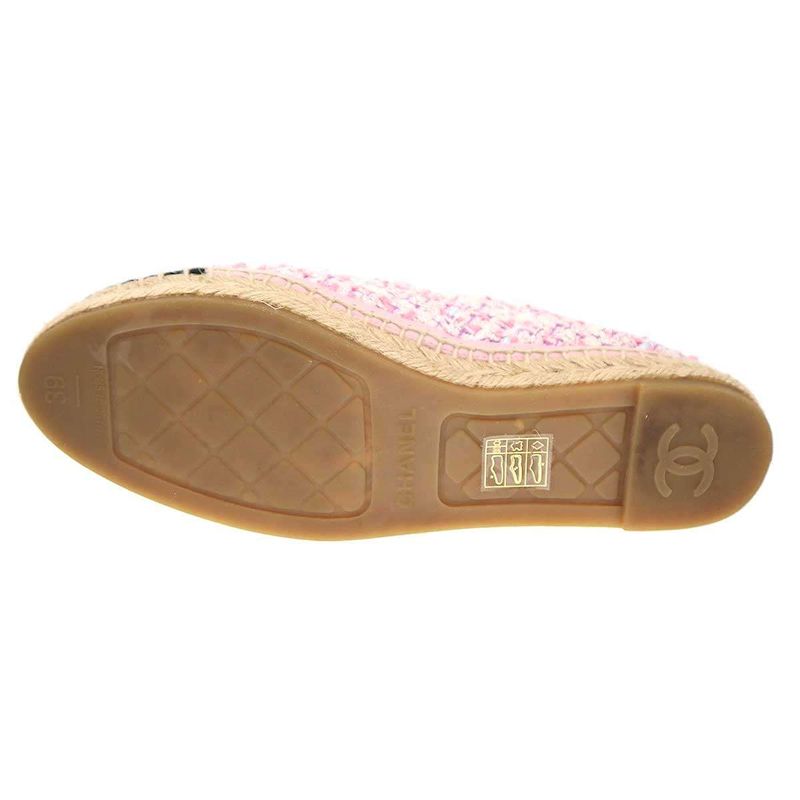Chanel Coco Marc Matelasse Tweed Espadrilles Shoes G39028 Pink 39