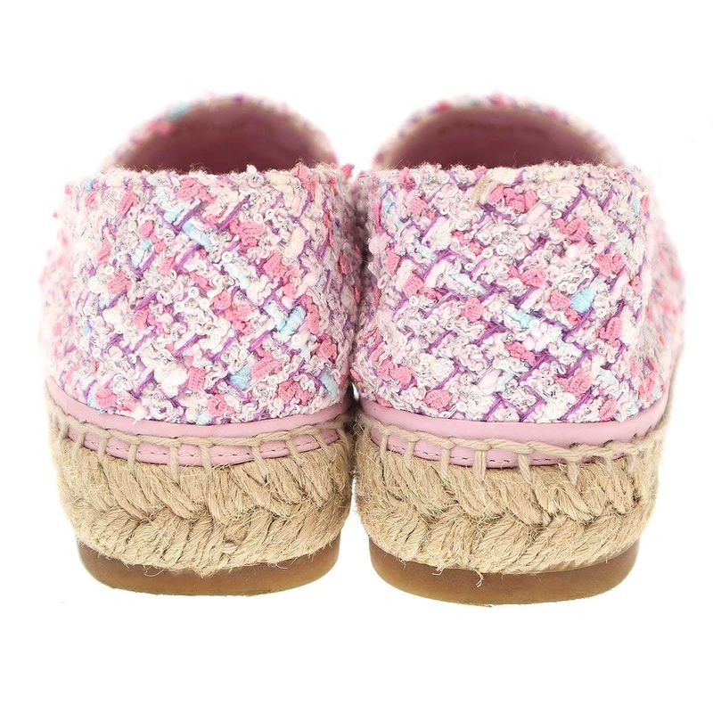 Chanel Coco Marc Matelasse Tweed Espadrilles Shoes G39028 Pink 39