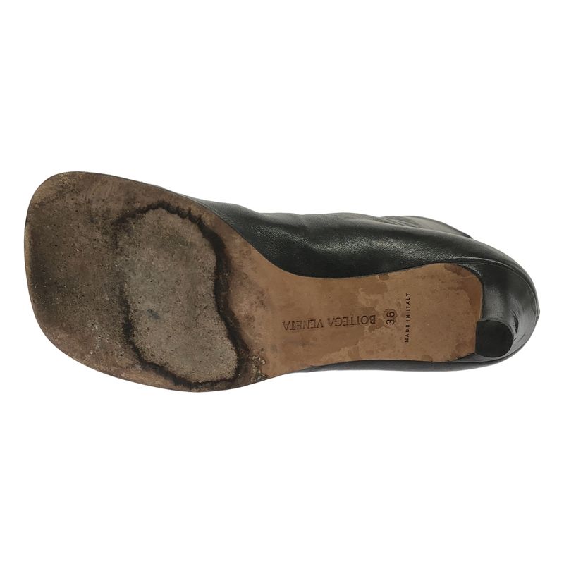 Bottega Veneta Bloc Block Leather Heel Ankle Boots Black 36