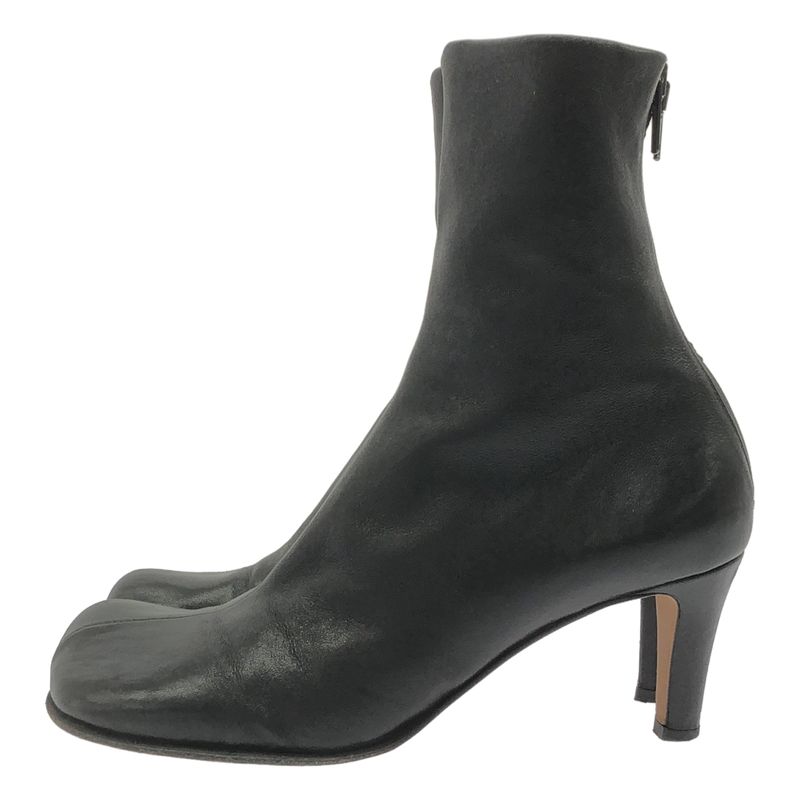Bottega Veneta Bloc Block Leather Heel Ankle Boots Black 36
