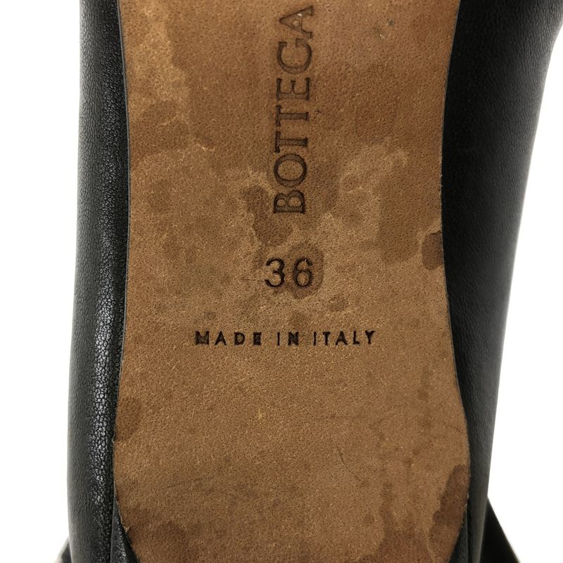 Bottega Veneta Bloc Block Leather Heel Ankle Boots Black 36