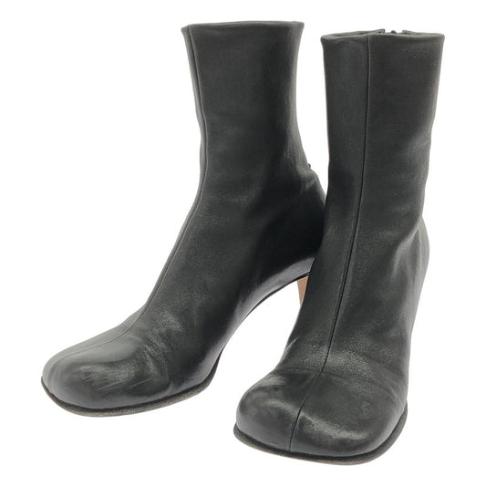 Bottega Veneta Bloc Block Leather Heel Ankle Boots Black 36