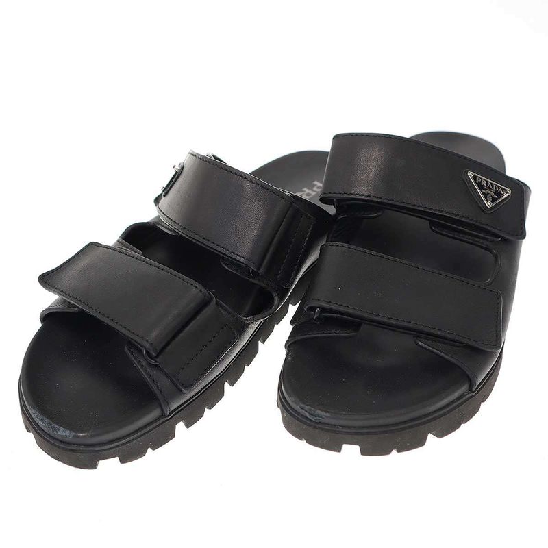 Prada Triangle Lo Velcro Strap Sandals 2x3129 Black 8