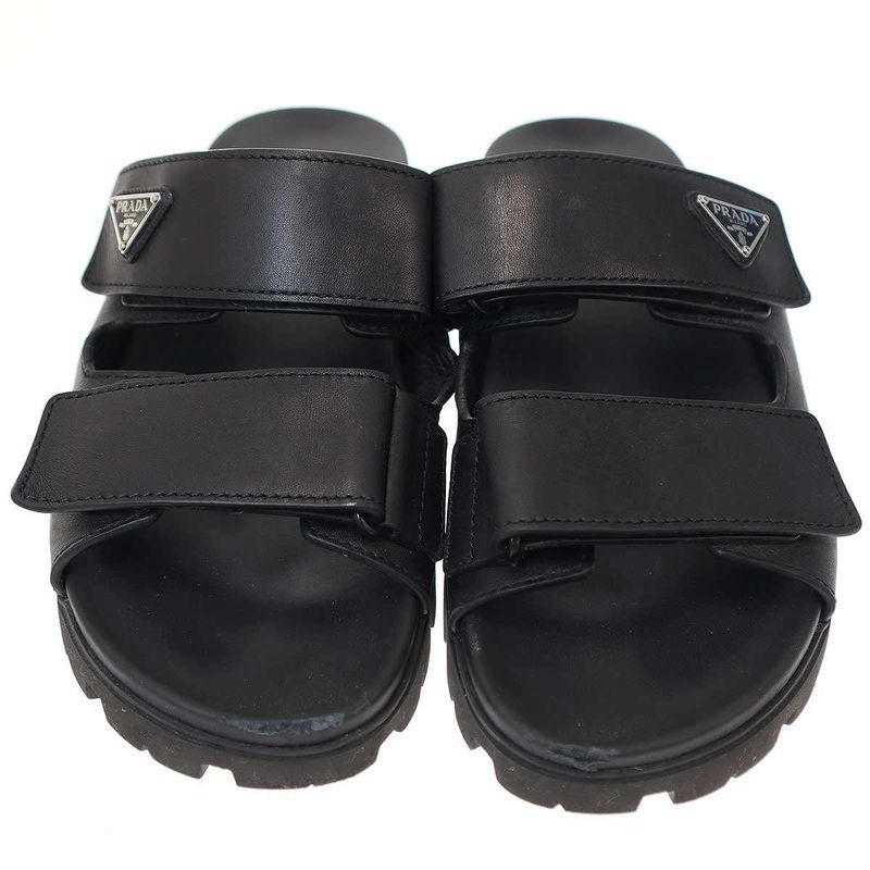 Prada Triangle Lo Velcro Strap Sandals 2x3129 Black 8