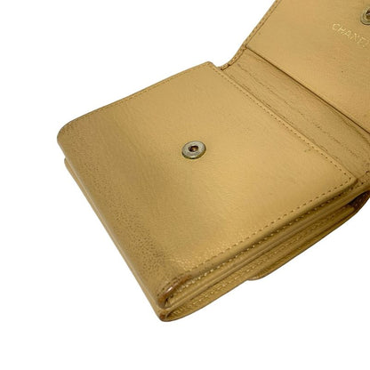 Chanel Trifold Wallet - Beige Gold Leather