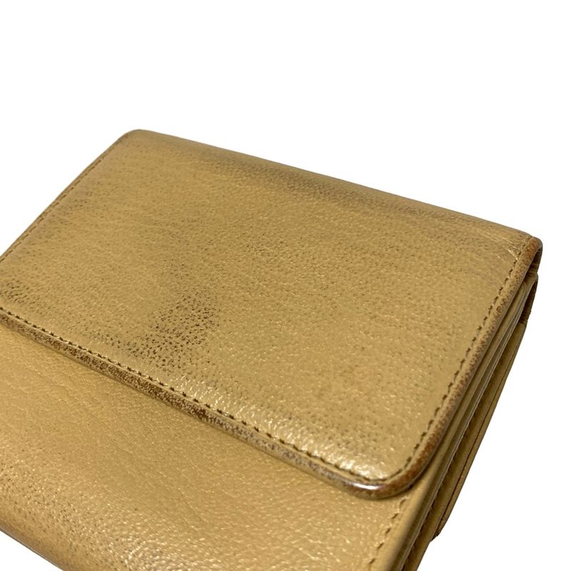 Chanel Trifold Wallet - Beige Gold Leather
