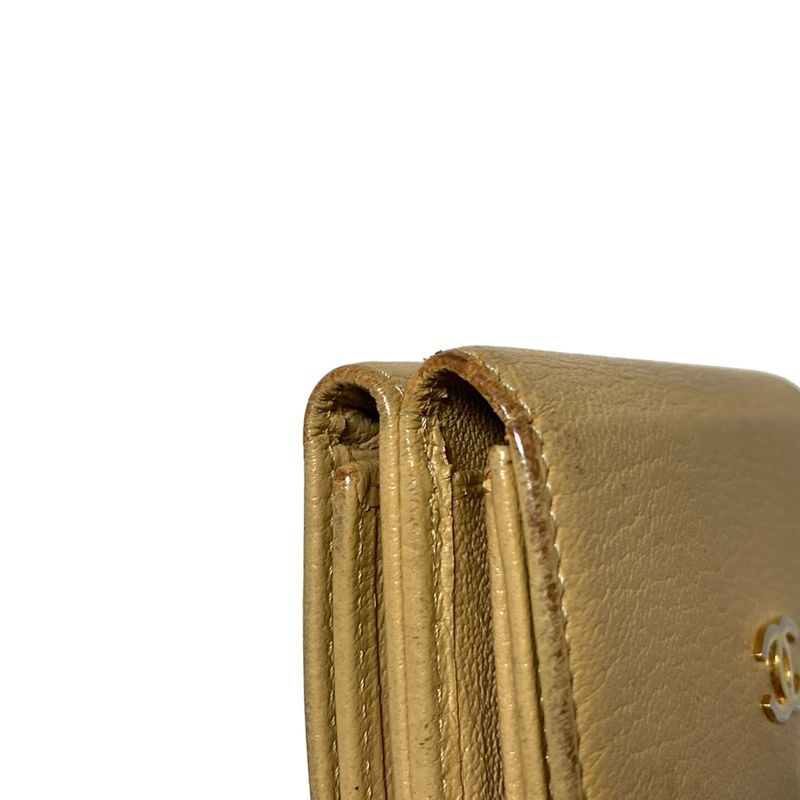 Chanel Trifold Wallet - Beige Gold Leather