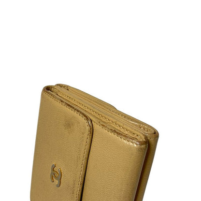 Chanel Trifold Wallet - Beige Gold Leather