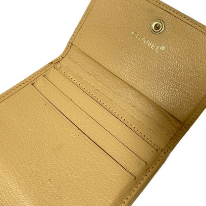 Chanel Trifold Wallet - Beige Gold Leather