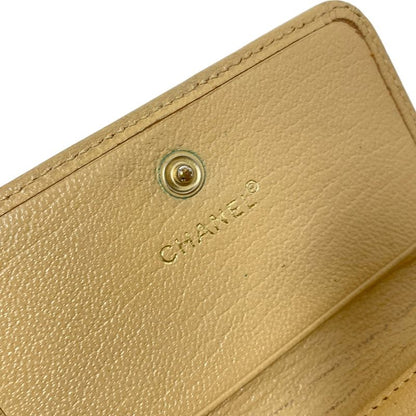 Chanel Trifold Wallet - Beige Gold Leather