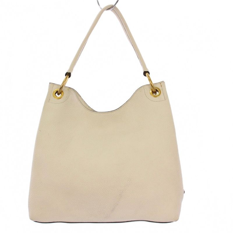 Prada Vittero Logo Handbag One Handle Leather Triangle Plate White KH - OH